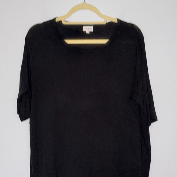 LuLaRoe Womens Irma Tunic Top Size XXS Black Short Sleeve Basic Flowy Stretch - Picture 2 of 7
